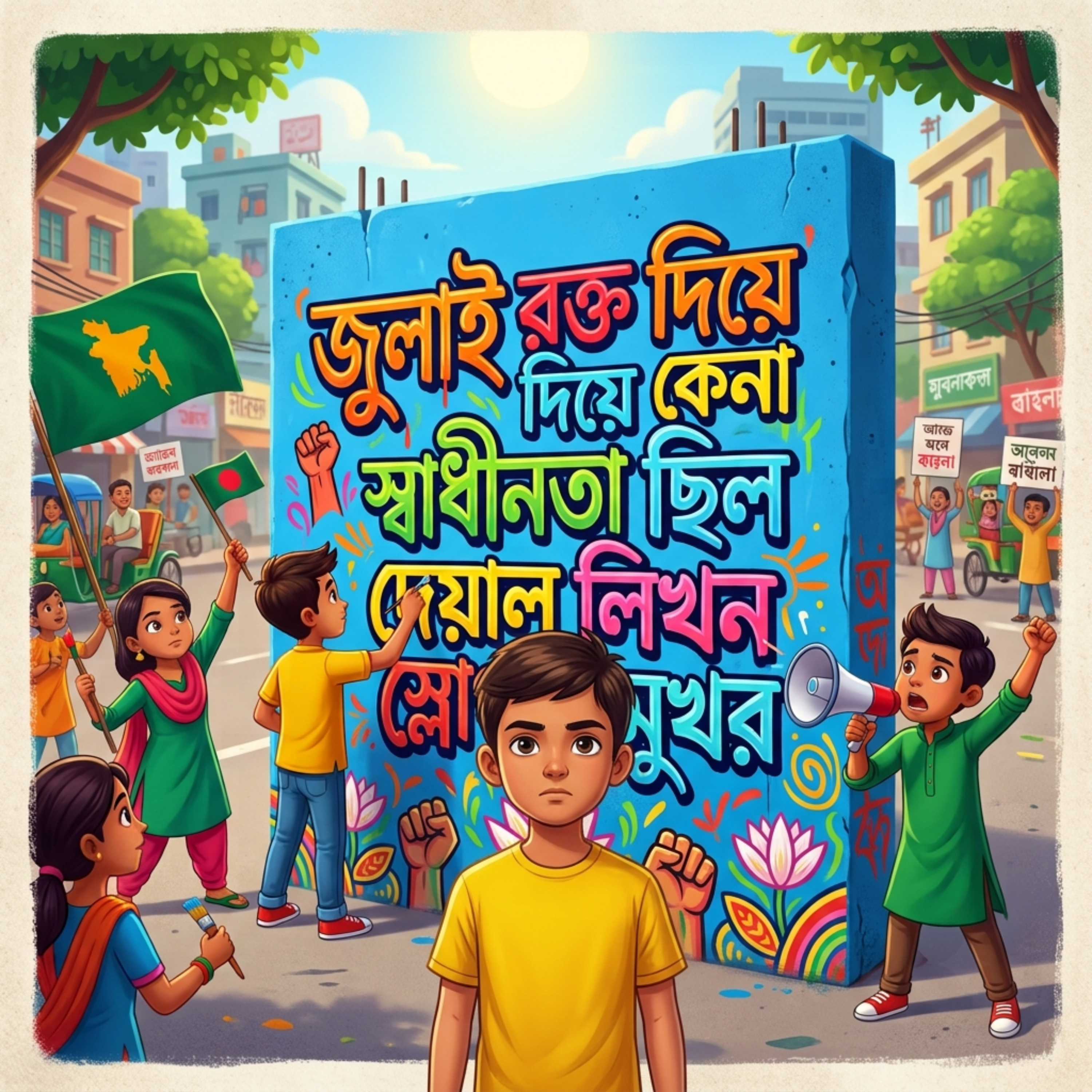 জুলাই রক্ত দিয়ে কেনা স্বাধীনতা ছিল দেয়াল লিখন স্লোগান মুখর July Rokto Diye Kena Shadhinota Chilo Deyal Likhon Slogan Mukhor by Mubin TusHar cover art