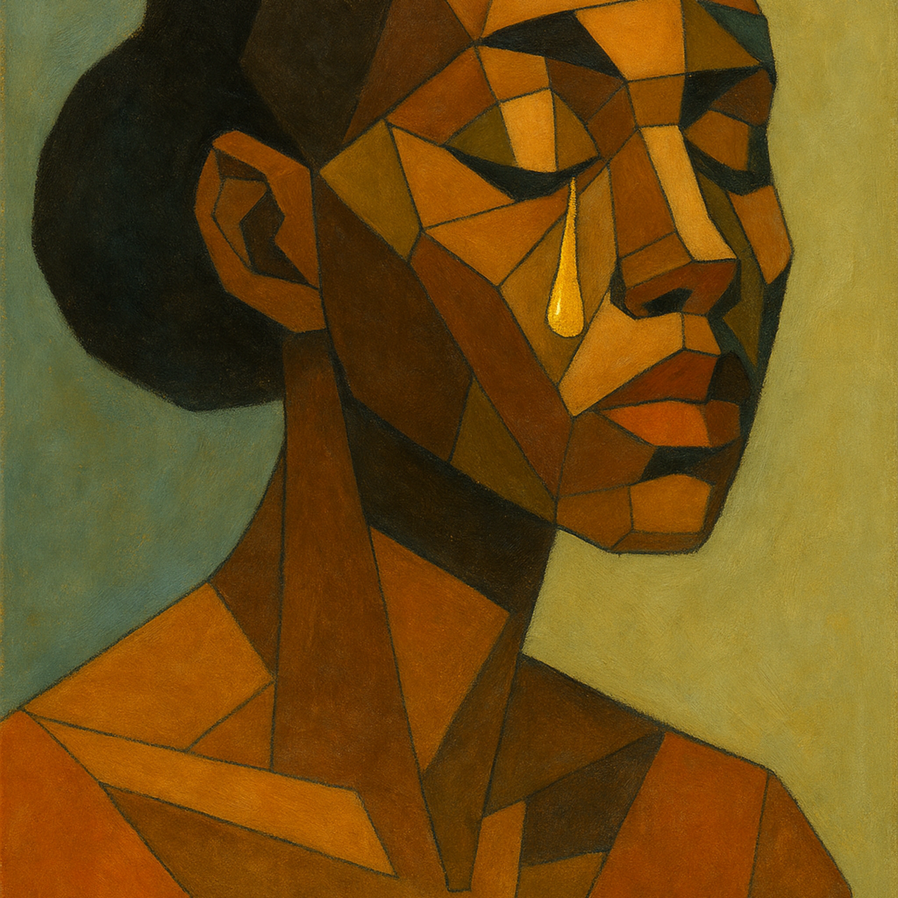 Gold When She Weeps (Cubism) artwork