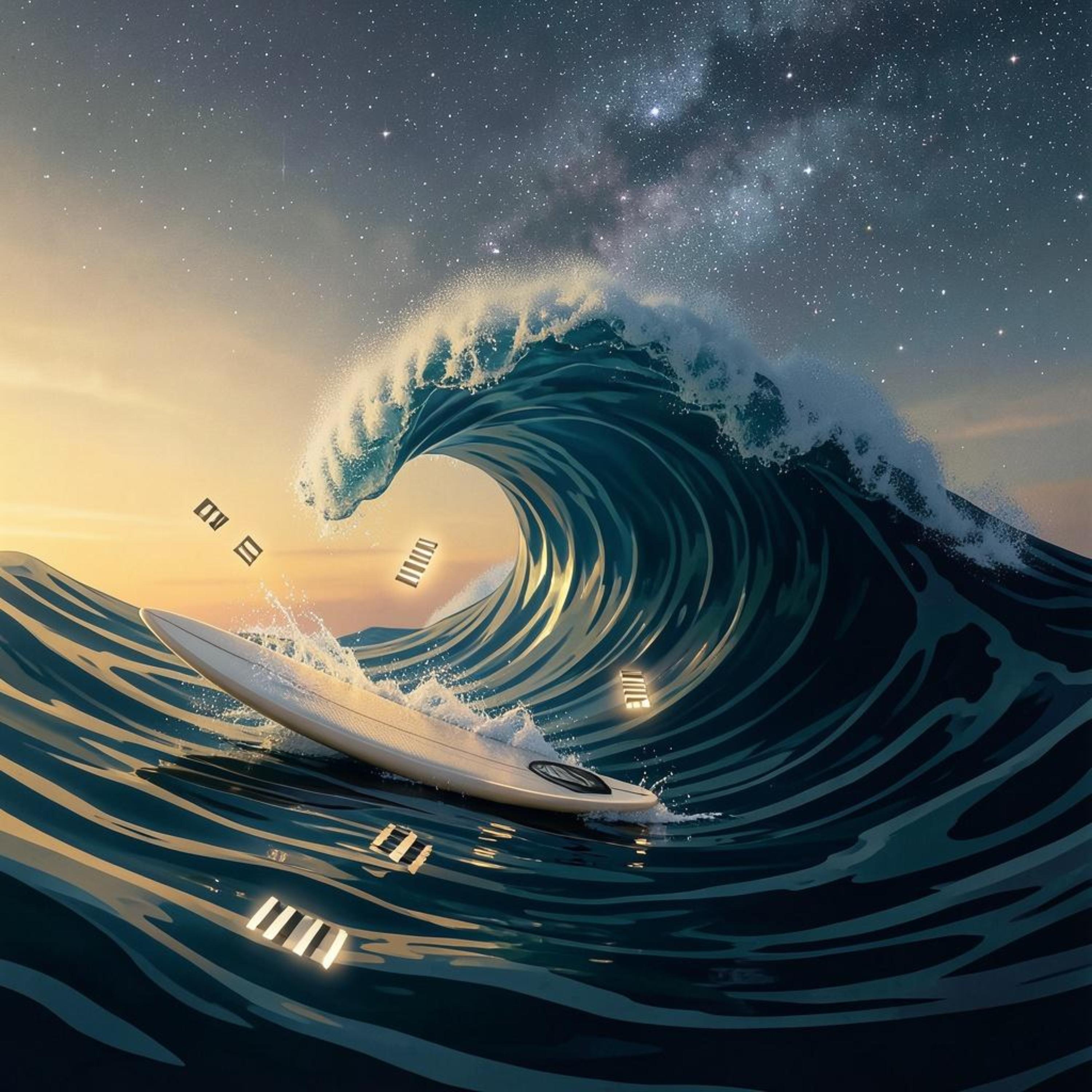 Aurora Gold Wave Riding artwork