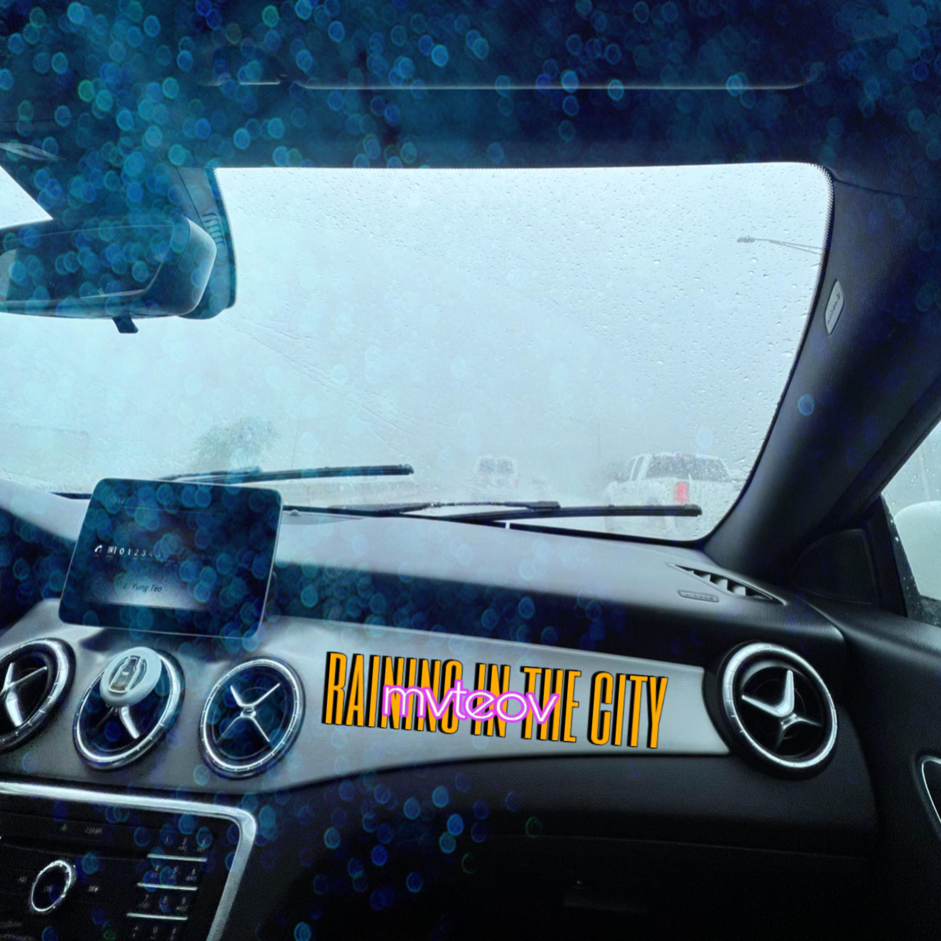 raining in the city artwork