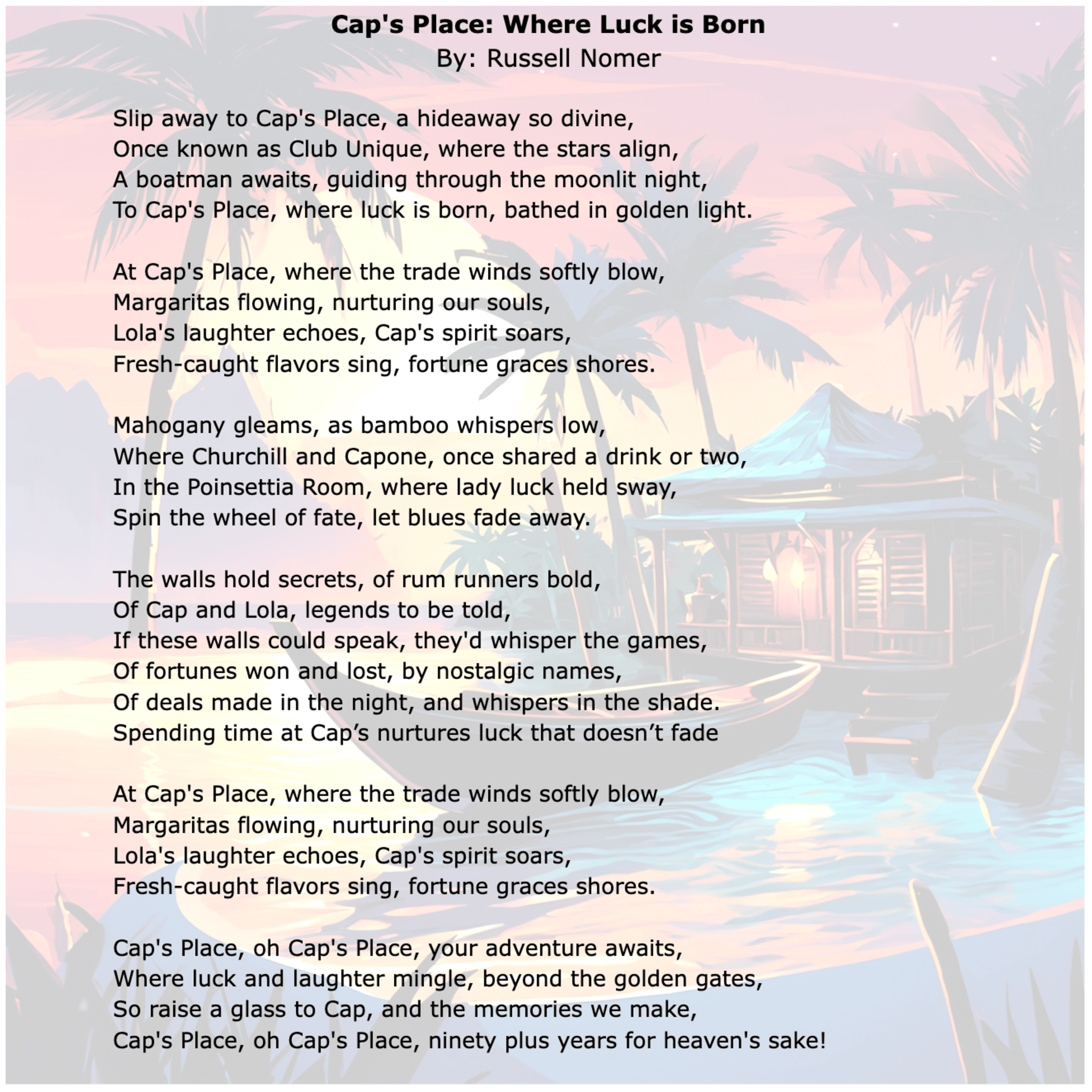 Cap's Place: Where Luck is Born artwork