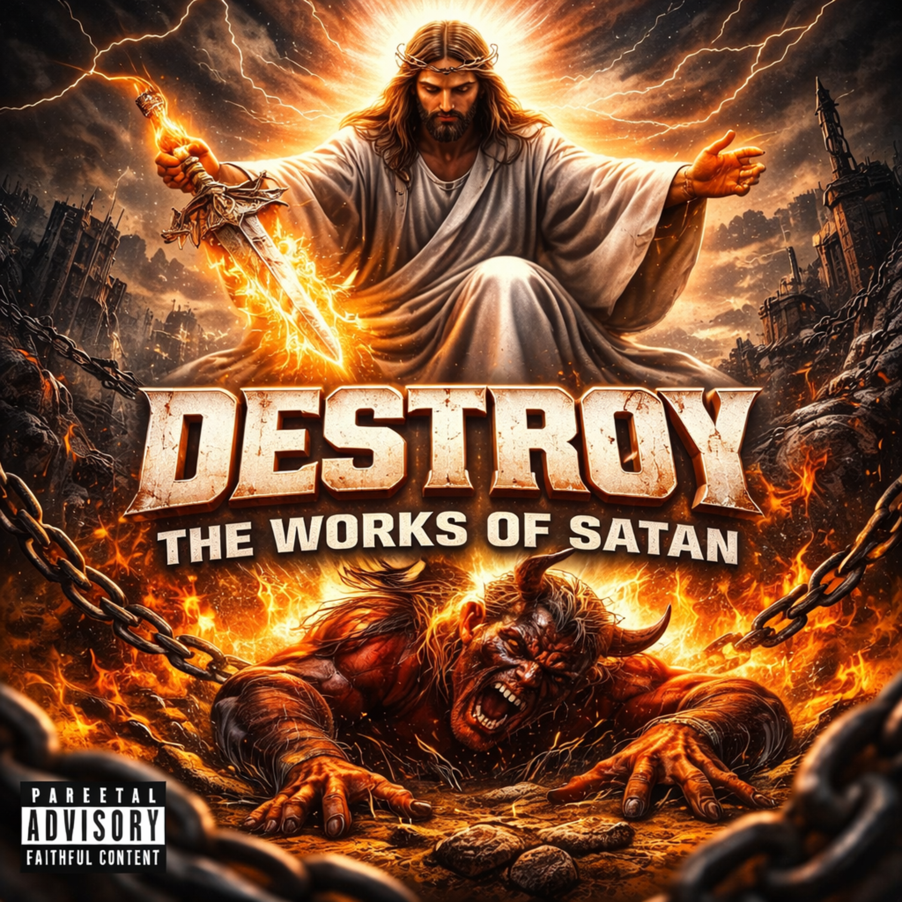 Destroy The Works  Of satan artwork