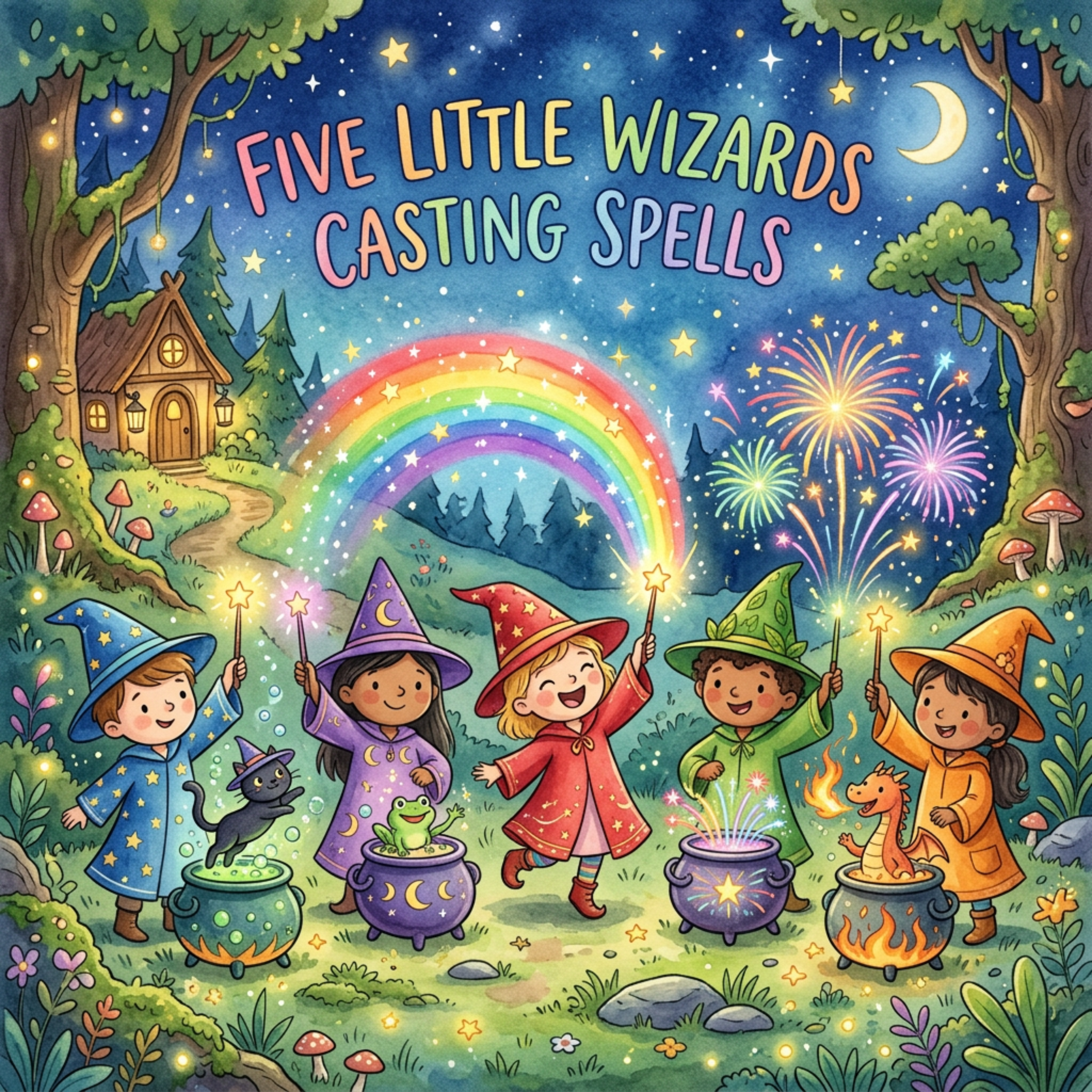 Five Little Wizards Casting Spells artwork