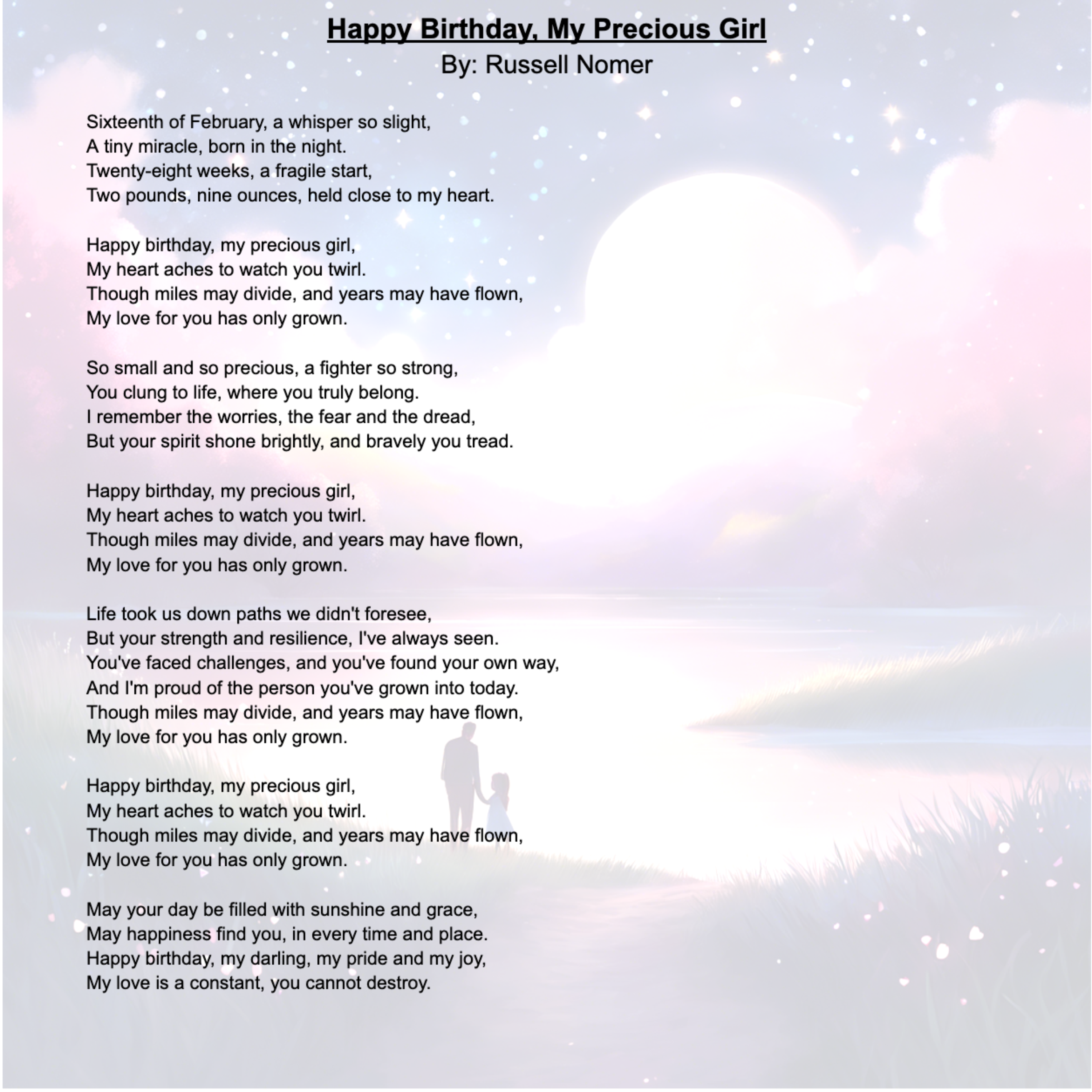 Happy Birthday, My Precious Girl artwork