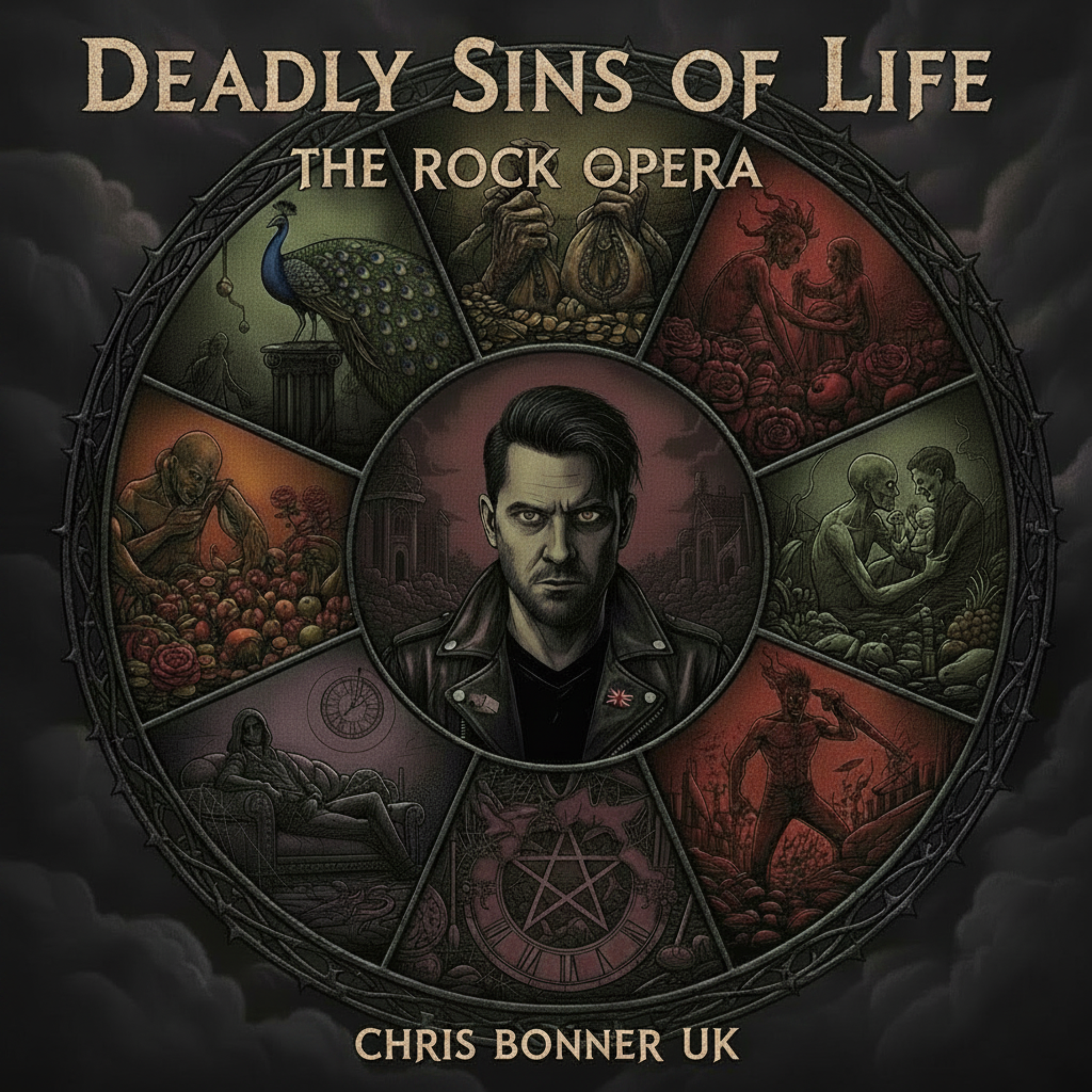 Deadly Sins Of Life The Rock Opera by Chris Bonner UK cover art