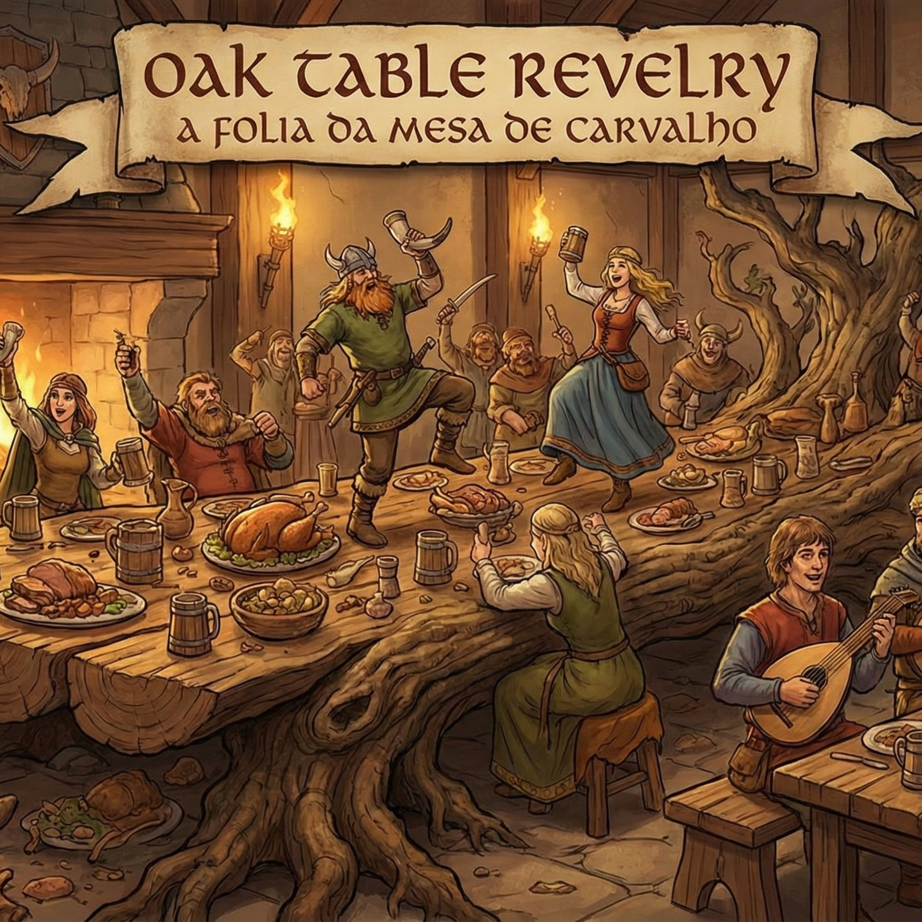 Oak Table Revelry - A Folia Da Mesa De Carvalho artwork