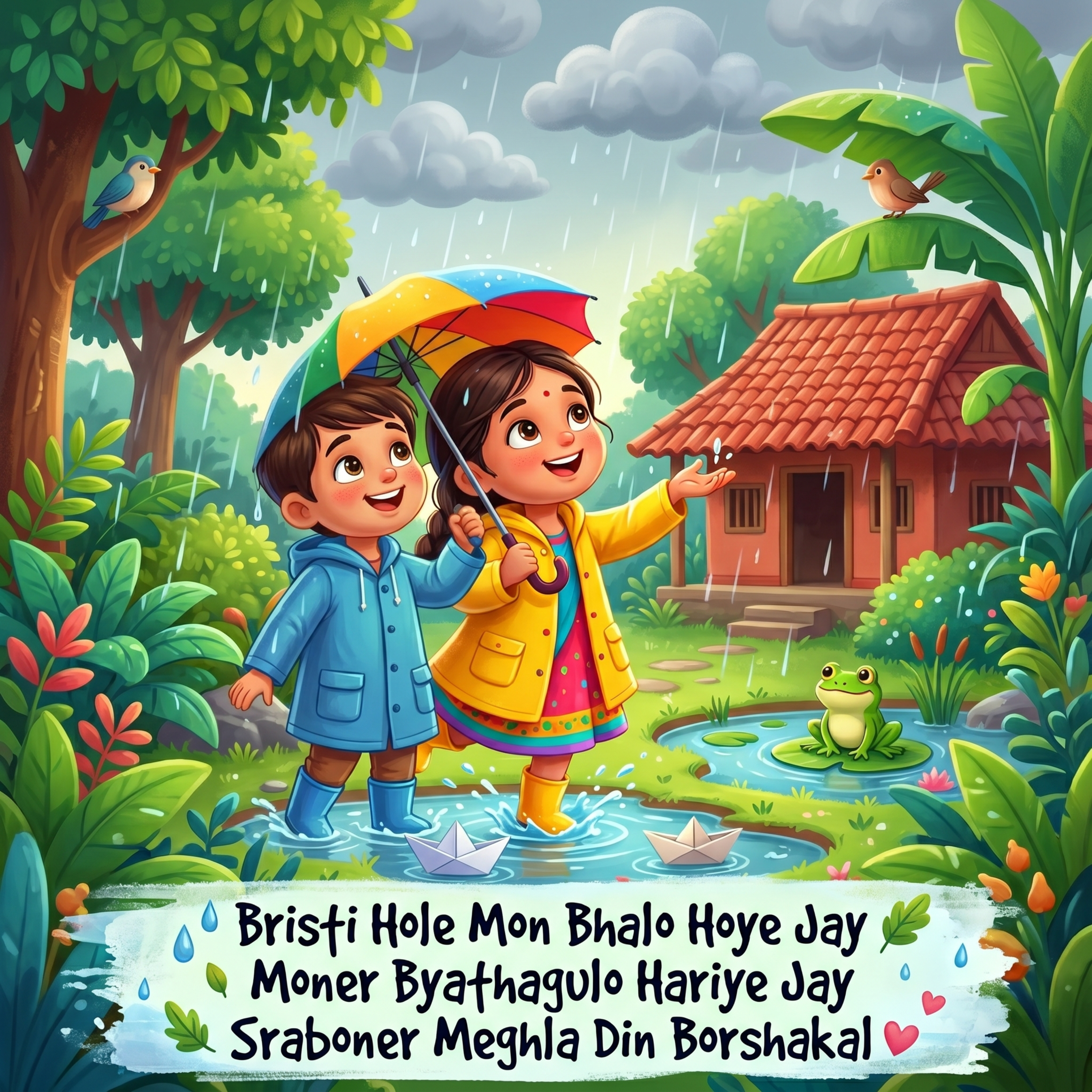 বৃষ্টি হলে মন ভালো হয়ে যায় মনের ব্যাথাগুলো হারিয়ে যায় বর্ষাকাল শ্রাবণের মেঘলা দিন Bristi Hole Mon Bhalo Hoye Jay Moner Byathagulo Hariye Jay Borshakal Sraboner Meghla Din by Mubin TusHar cover art