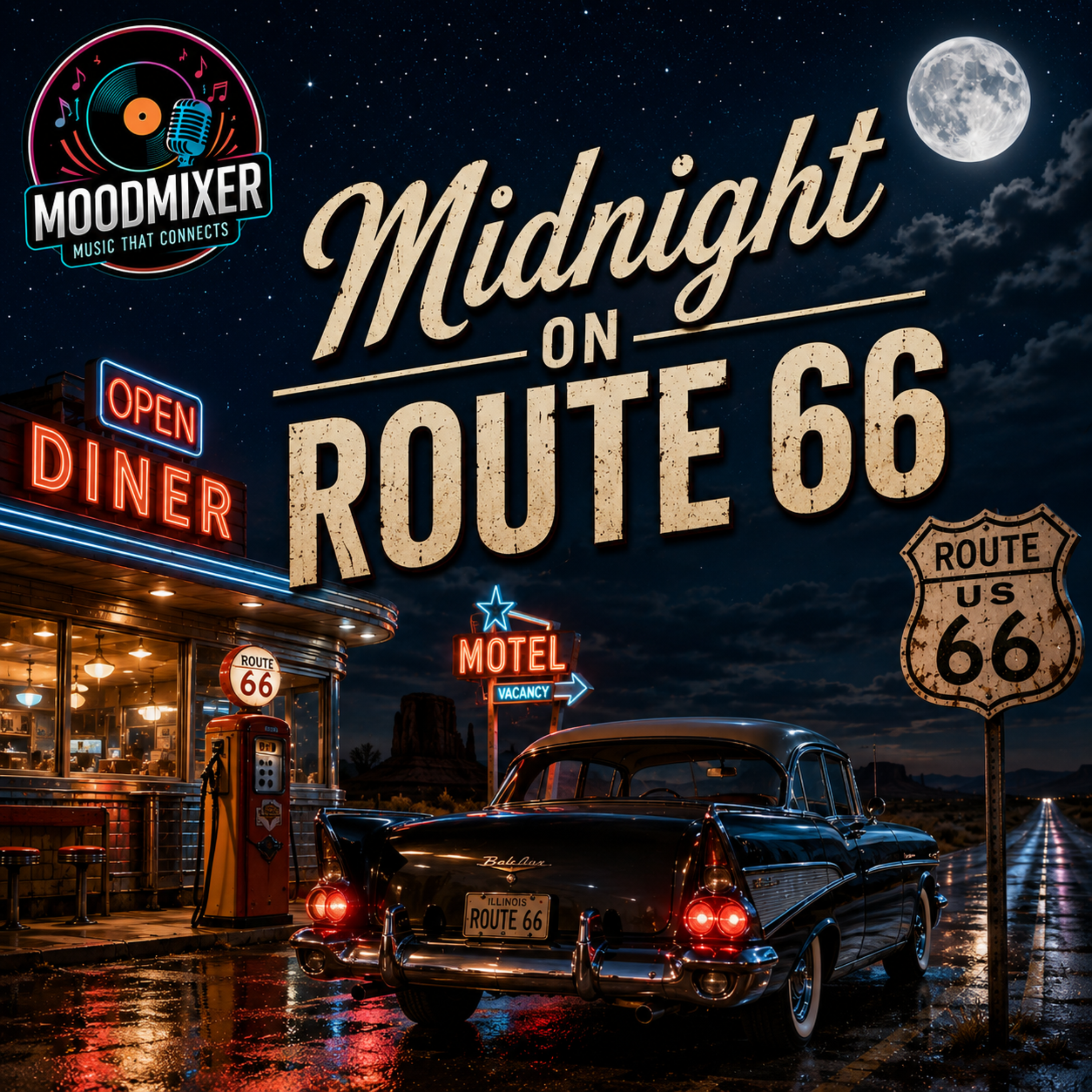 Midnight On Route 66 by Moodmixer (Ai-doowop) cover art
