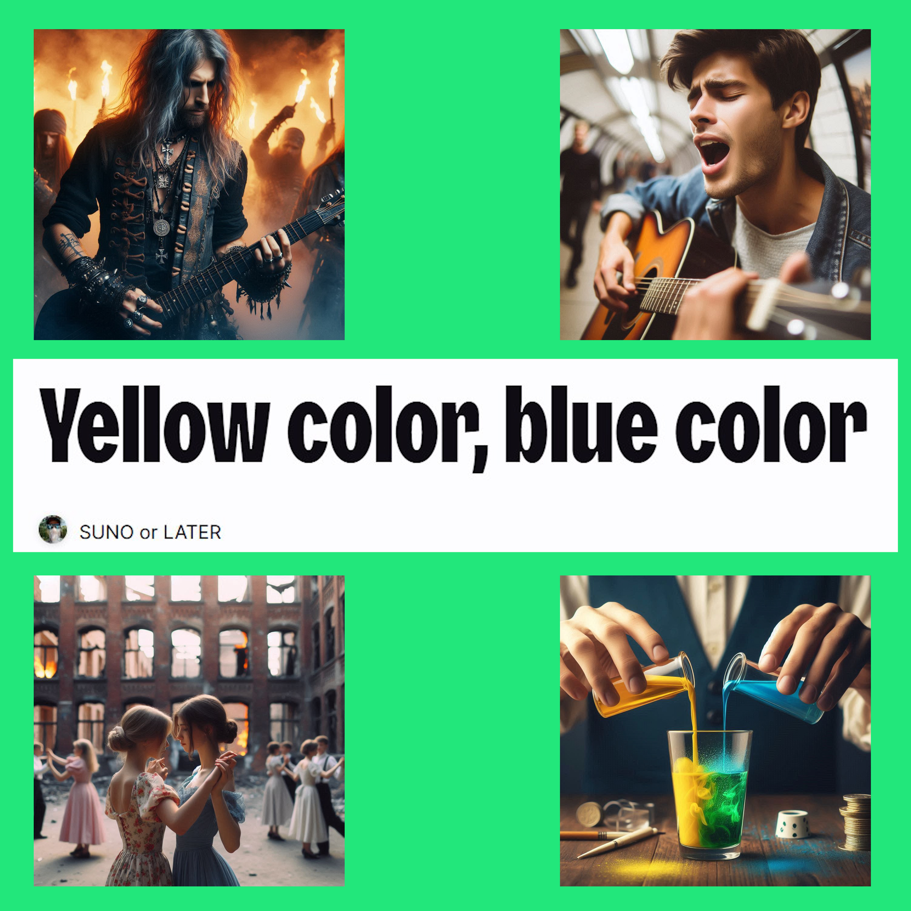 Yellow color, blue color artwork