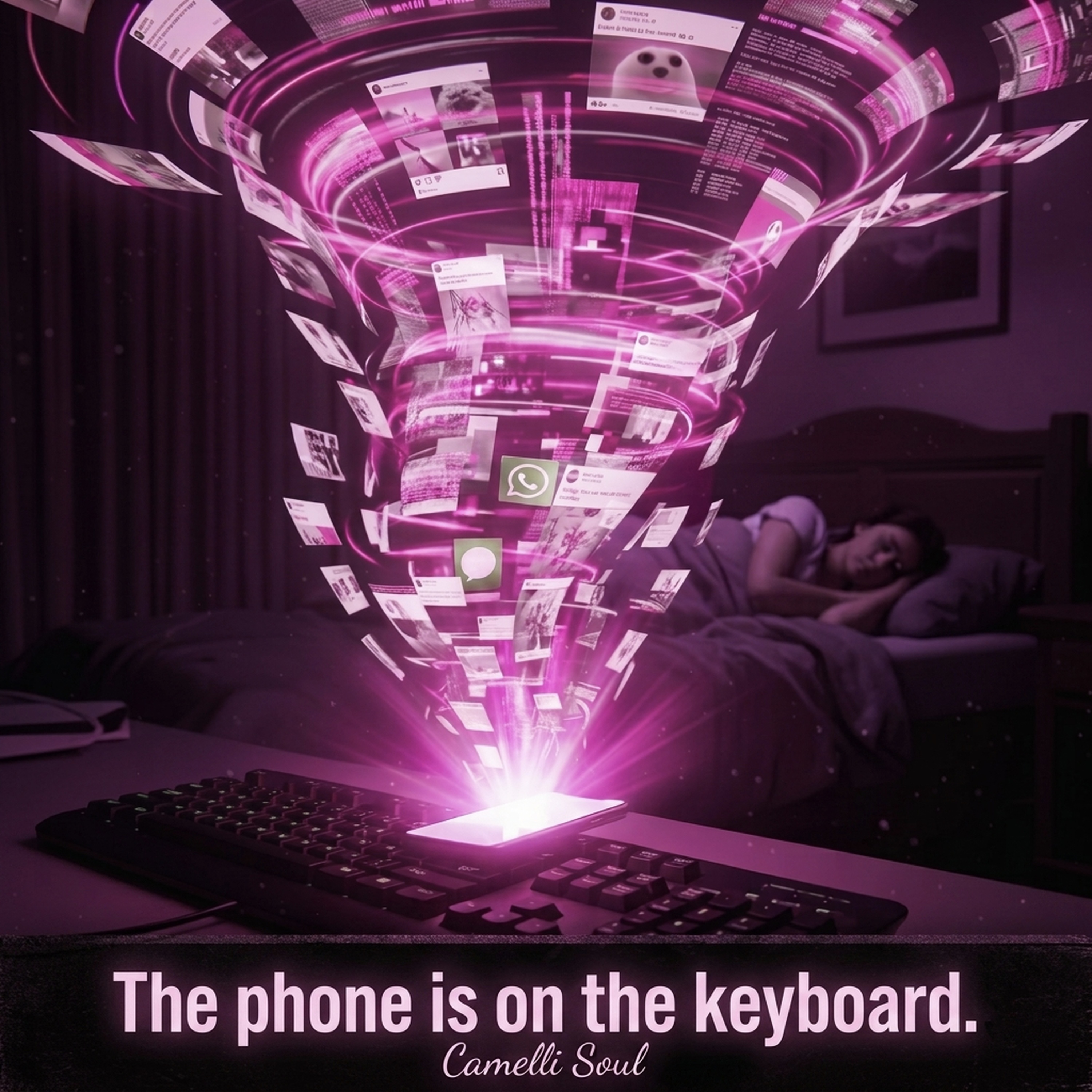The phone is on the keyboard by Camelli Soul cover art